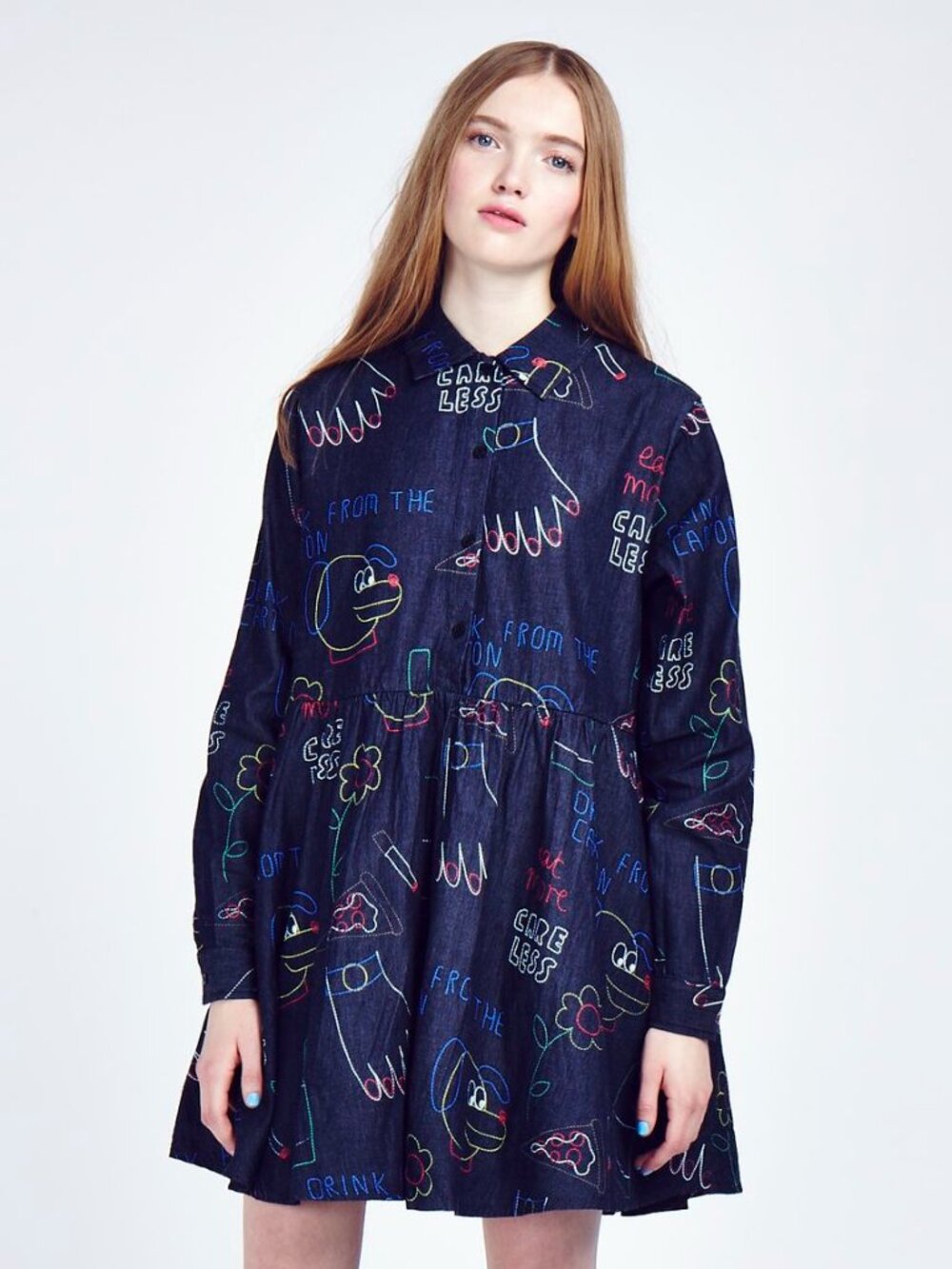 Lazy Oaf Babydoll Shirtdress - Denim